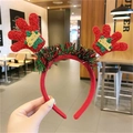 Cerchietto natalizio con palmi di paillettes rosse e scritta Merry Christmas festiva - Cerchietto Palmo Rosso
