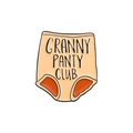 Spilla smaltata creativa Granny Panty Club con scritte vintage audaci su sfondo bianco - Stile Mutandine Divertente (QHXZ1237)