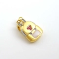 Exquisite gold backpack pendant with red heart zircon and white opal inlay detail - Heart Backpack Shape Pendant