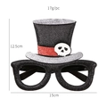 Halloween glitter hat glasses with skull motif for party decoration and photo props - Skull Black Top Hat Decorative Glasses