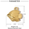 Golden fish shaped stainless steel charm for necklace, size 12x12mm for DIY jewelry - Fish Pendant (VG961)