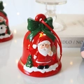 Leuchtende rote Weihnachtsglocke aus Keramik mit Weihnachtsmann-Motiv und Schleife - Roter großer Weihnachtsmann-Glocke 8.7x8.7x10.2cm