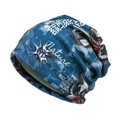 Bonnet bleu marine avec imprimé graffiti et doublure chaude pour un look rétro urbain - M (56-58cm) / Bleu