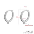 Detail view of 18mm silver hoop earrings with clear dimensions and zircon inlay - 16mm (1 Pair) / White Gold