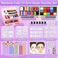 Face paint set with 12-color water-soluble pigments, 18 brushes and stencil templates - Stall Vending Portable Toolbox - Caramel Flag Palette Set
