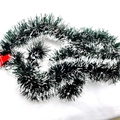 Christmas garland decoration featuring dark green and snow white artificial tinsel - 2M Dark Green & White Tinsel (PS-051)