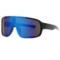 Gafas de ciclismo con montura negra mate y lente de una pieza en espejo azul - Montura Negro Mate Lente Espejo Azul