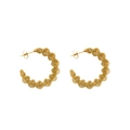 18k gold plated stainless steel C-shaped hoop earrings with spiral wire texture - k107/Spiral Wave Texture C-Hoop