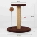 Brown plush sisal scratching post with hanging mouse toy and spring ball for small cats - Mouse Pendant with Spring Ball Style / Brown