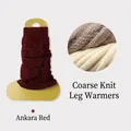 Winter cable knit leg warmers in deep wine red color with thick textured ribbing - One Size / Ancorra Red