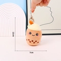 Cute boba tea plush keychain in milk tea brown color with cartoon smile, 12cm tall - Gold Keychain / 12cm / Brown