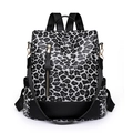 Zaino da donna in pelle PU grigia con stampa leopardata e cerniere dorate eleganti - Stampa Leopardata Nero
