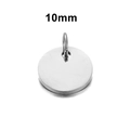 Polished stainless steel round pendant tag with 10mm size specification - Round Inner Hole (10mm) / Steel
