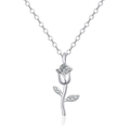 Collana con ciondolo a rosa vintage in argento con accenti floreali in zirconi cubici - Oro Bianco