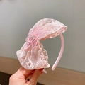 Serre-tête en dentelle rose pour fille avec grand nœud et fleurs de perles élégantes - 5# Grand Nœud Rose