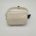 Waterproof nylon waist bag in cream white with adjustable strap and plastic buckle - Khaki