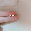 Minimalist S925 sterling silver cat paw stud earrings with a polished silver finish - Cute Cat Paw / Silver
