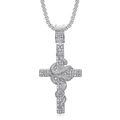 Colgante de cruz plateado con serpiente y circonitas en cadena de acero inoxidable - Colgante Individual Color Plata