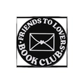 Round black enamel pin badge with Friends to Lovers Book Club text and envelope logo - Friends To Lovers Club