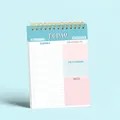 Agenda A4 blu con spirale dorata per la pianificazione giornaliera e delle attività - Piano Giornaliero - Blu