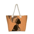 Sac de plage orange avec motif ethnique africain et poignées en corde de coton - Femme au Motif Géométrique Orange (jiayingstb52)