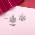Silver snowflake charms with rhinestones, DIY jewelry making accessory, size 18x14mm - 25# Silver Snowflake