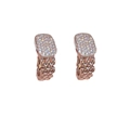 Rose gold square geometric earrings with full cubic zirconia stones on white background - Silver