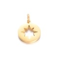 Polished gold stainless steel charm with cutout star design for DIY jewelry - Star Compass / Gold