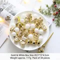 34-piece white and gold Christmas ornament set with assorted shapes and textures - White Gold Mixed Ornament (Q-A02-39)