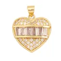 Herzanhänger vergoldet mit klaren Zirkonias mikrogefasst Größe 18mm x 20mm Motiv - L196066-Gold Baguette Herz