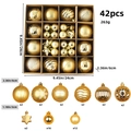 42-piece gold Christmas ball ornament set with mixed textures and star shapes - 616-23 (Golden Series - 42pcs) / 3+6cm