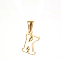 Classic stainless steel letter K pendant with golden finish and white enamel inlay - Letter K