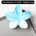 Blue and white gradient frangipani hair claw clip with floral shape and 7.5cm diameter - Blue & White