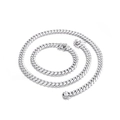 Polished silver stainless steel 8mm Cuban chain set including necklace and bracelet - One Side Frosted and One Side Smooth Steel Color (KS137508)