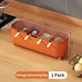 Scatola per spezie arancione a 4 scomparti con cucchiai e coperchio, 26,5x10x8cm - 4 Scomparti / Arancione