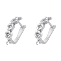 Détails rapprochés des boucles d'oreilles fleur étoile argentées avec zircons - VE1501 Style Trèfle / Or Blanc