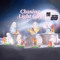 Creative translucent resin girl figurines collection with dreamlike moon and star theme - -228 Light Chasing Girl / Full Set (6pcs)