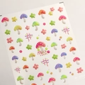 Autocollants 3D nail art champignons et fleurs avec finition en relief brillant et coloré - Style M-594 Avec Colle Gelée