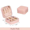 Portable pink PU leather jewelry organizer box for rings and necklaces, 10x10x5cm size - 10*10*5cm / Nude Pink