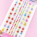 Star-shaped acrylic DIY stickers with colorful gems and metallic finish on backing card - Five-Pointed Star Colorful Gems