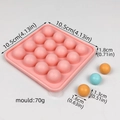 Pink silicone sphere mold dimensions 10.5cm and ball sizes 1.3cm to 1.6cm - 16 Holes Large With Lid Ball Diameter 16mm