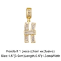 Detailed size specifications for the gold-plated letter H pendant with clear cubic zirconia - Letter H Pendant