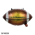 Brown American football foil balloon with I'm A Champion text for party decor, 56x40cm - Medium Yellow Letter American Football