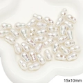Weiße 15x10mm Herz Stern Perlen aus ABS mit Regenbogen-Lüster für DIY Schmuckherstellung - Stil 88 Unregelmäßig Gewinde 15x10mm Weiß 2 Stk./Packung