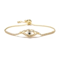 Bracciale regolabile occhio del diavolo dorato con zirconi blu e bianchi puri - Catena Tennis Malocchio