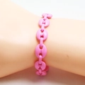 Bohemian pink coffee bean link bracelet with matte finish in hip hop style for women - Pink