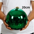 Grüne 20cm glänzende Weihnachtskugel im Metall-Look zur Größenveranschaulichung - Glänzender Stil / 1 Stück/Packung (20cm) / Grün