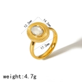 Vintage golden sunburst ring with oval cubic zirconia, 17.2mm diameter and 4.7g weight - Clear Ring-Size 7 (TR4289-7)
