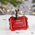 Christmas metal welcome sign with red plaque and 3D reindeer figurine for door decor - Elk