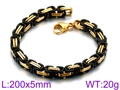 Golden and black titanium steel chain bracelet with lobster clasp, 200x5mm size - Black and Gold Bicolor (KB91943-Z)